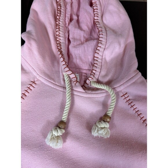 Honorine Hoodie Sweatshirt Pink Size Medium Made in USA Pocket Contrast Stitch - Picture 9 of 11